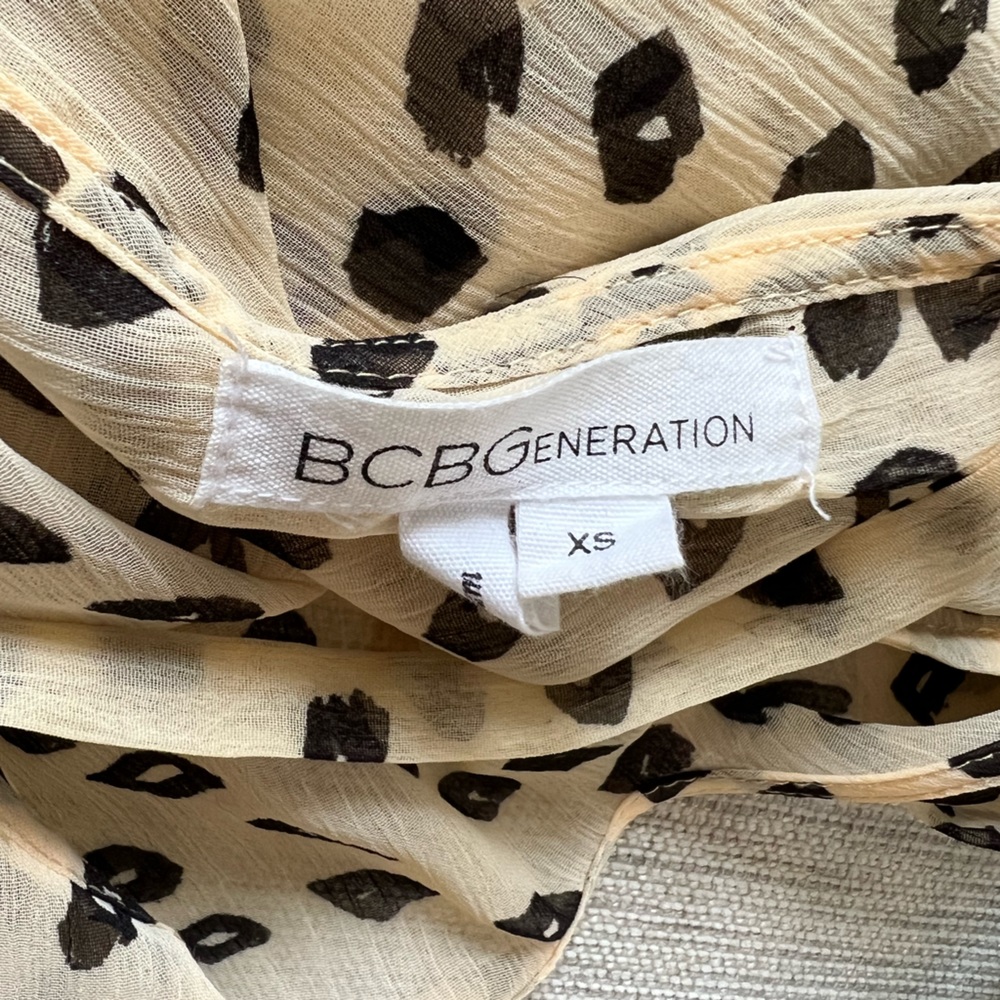 Bcbgeneration Xs Leopard Print Ruffle Blouse - image 5